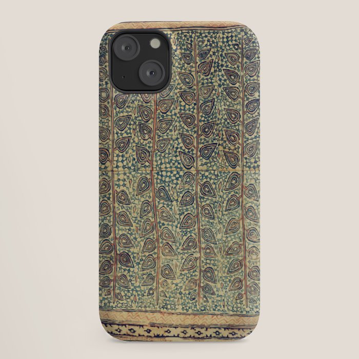 18th Century Indian Tree Textile Digital Art Painting  iPhone Case
