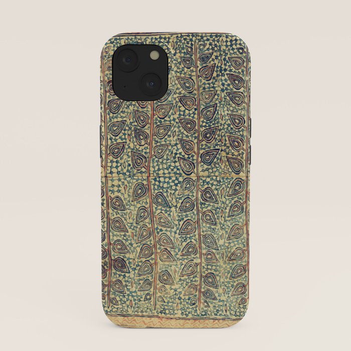 18th Century Indian Tree Textile Digital Art Painting  iPhone Case
