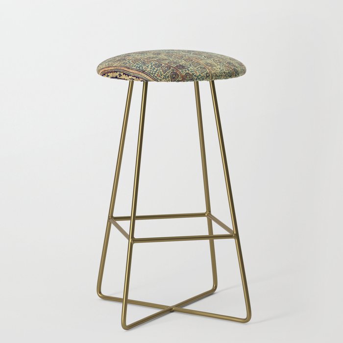 18th Century Indian Tree Textile Digital Art Painting  Stool