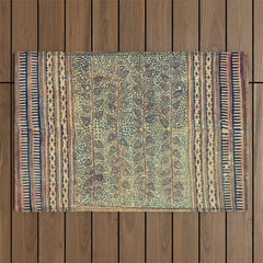 18th Century Indian Tree Textile Digital Art Painting  Outdoor Rug