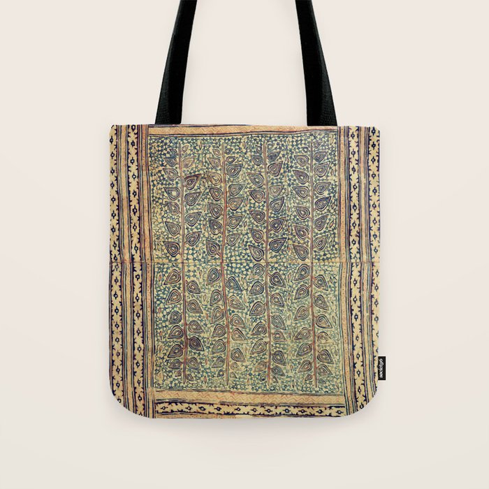 18th Century Indian Tree Textile Digital Art Painting  Tote Bag