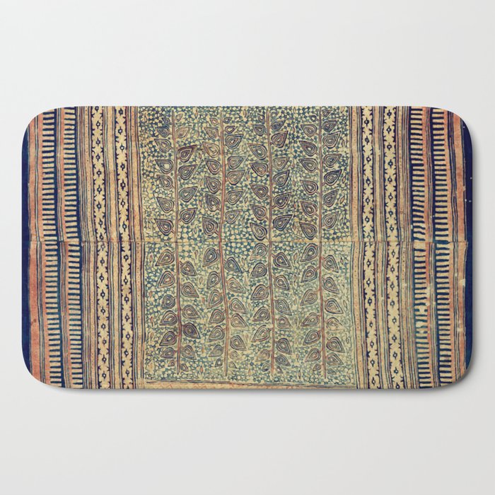 18th Century Indian Tree Textile Digital Art Painting  Bath Mat