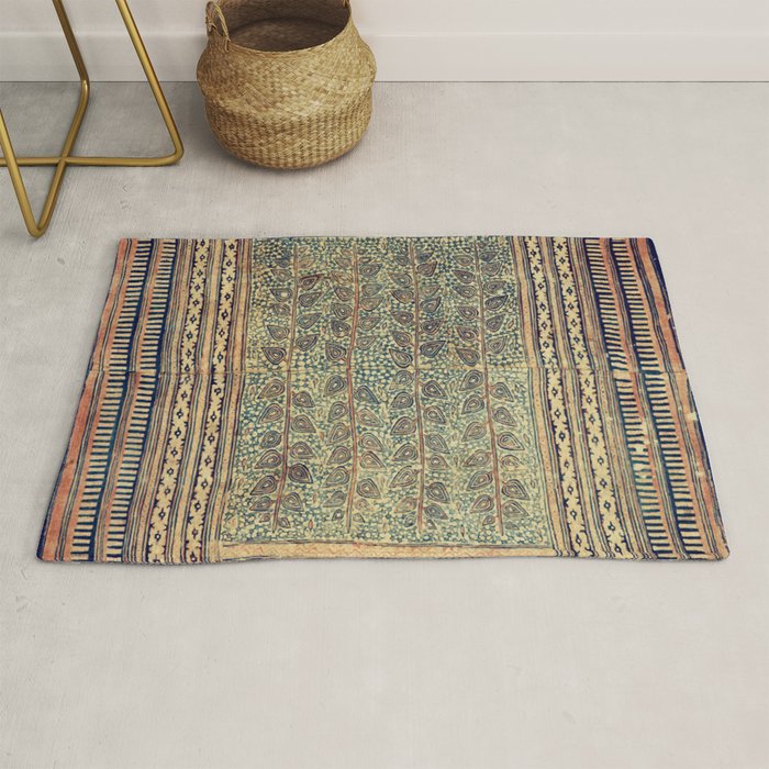 18th Century Indian Tree Textile Digital Art Painting  Rug