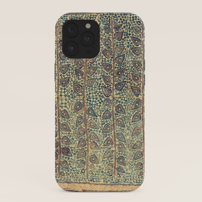 18th Century Indian Tree Textile Digital Art Painting  iPhone Case