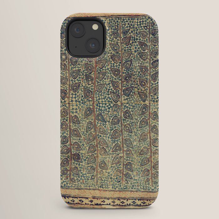 18th Century Indian Tree Textile Digital Art Painting  iPhone Case