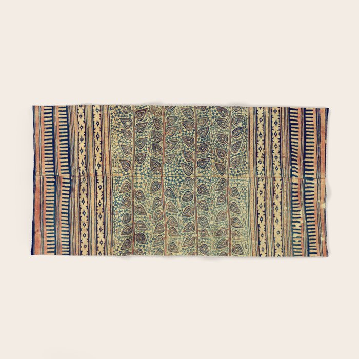18th Century Indian Tree Textile Digital Art Painting  Bath Towel