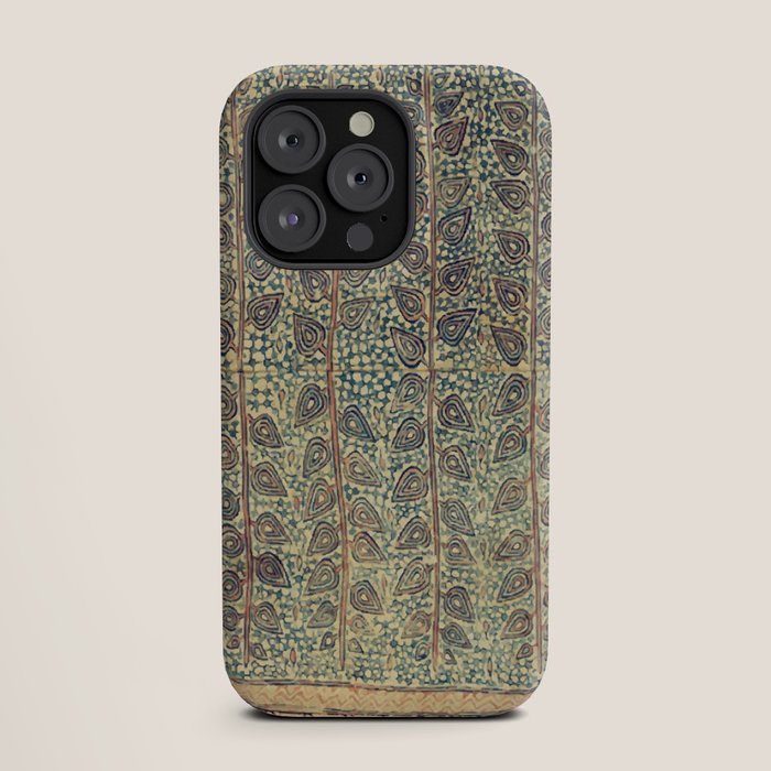18th Century Indian Tree Textile Digital Art Painting  iPhone Case