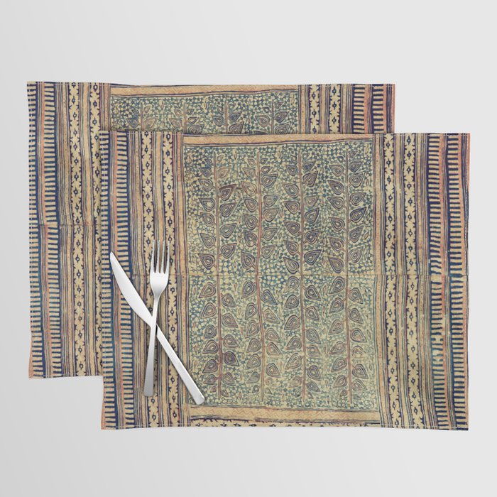 18th Century Indian Tree Textile Digital Art Painting  Placemat