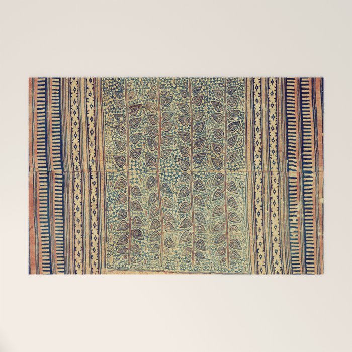 18th Century Indian Tree Textile Digital Art Painting  Welcome Mat