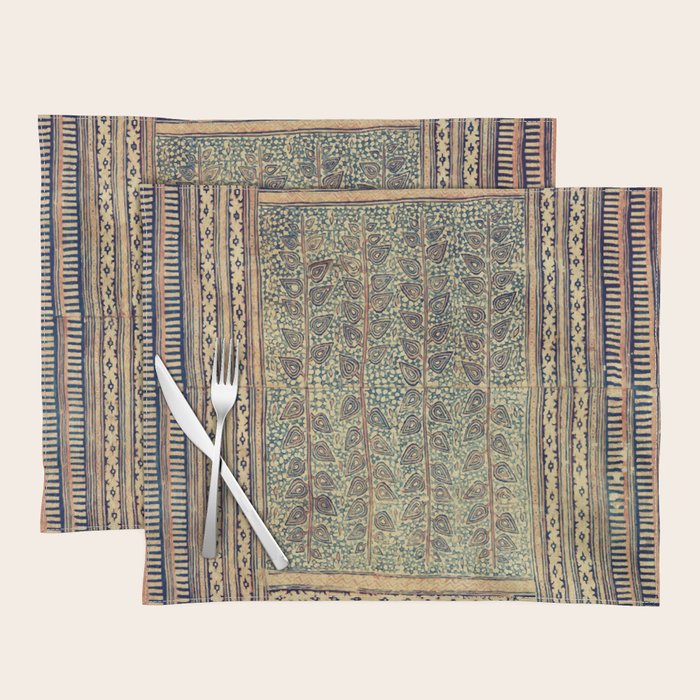 18th Century Indian Tree Textile Digital Art Painting  Placemat