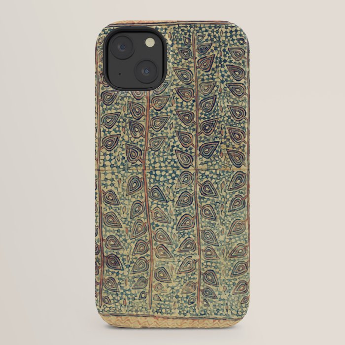 18th Century Indian Tree Textile Digital Art Painting  iPhone Case