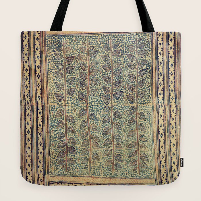 18th Century Indian Tree Textile Digital Art Painting  Tote Bag
