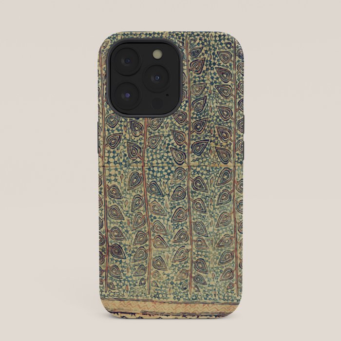 18th Century Indian Tree Textile Digital Art Painting  iPhone Case
