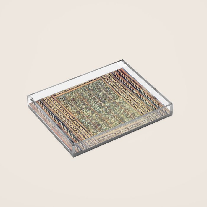 18th Century Indian Tree Textile Digital Art Painting  Acrylic Tray