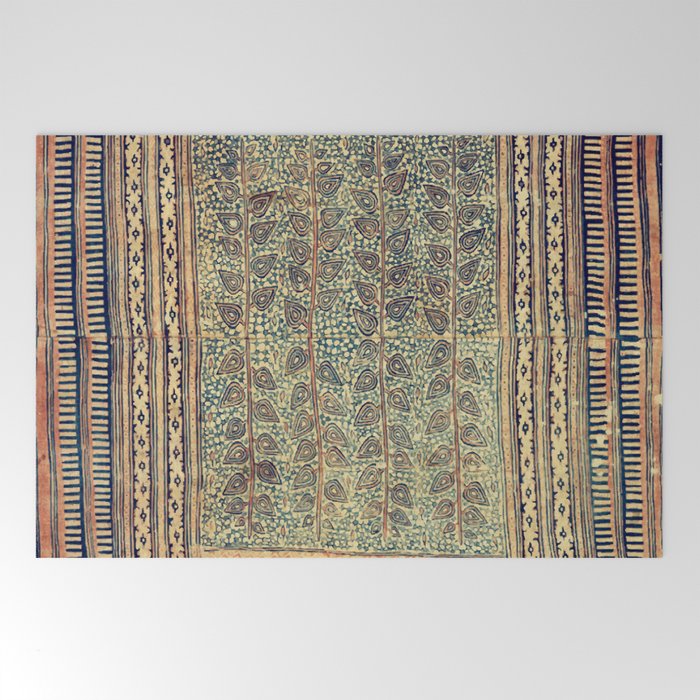 18th Century Indian Tree Textile Digital Art Painting  Welcome Mat