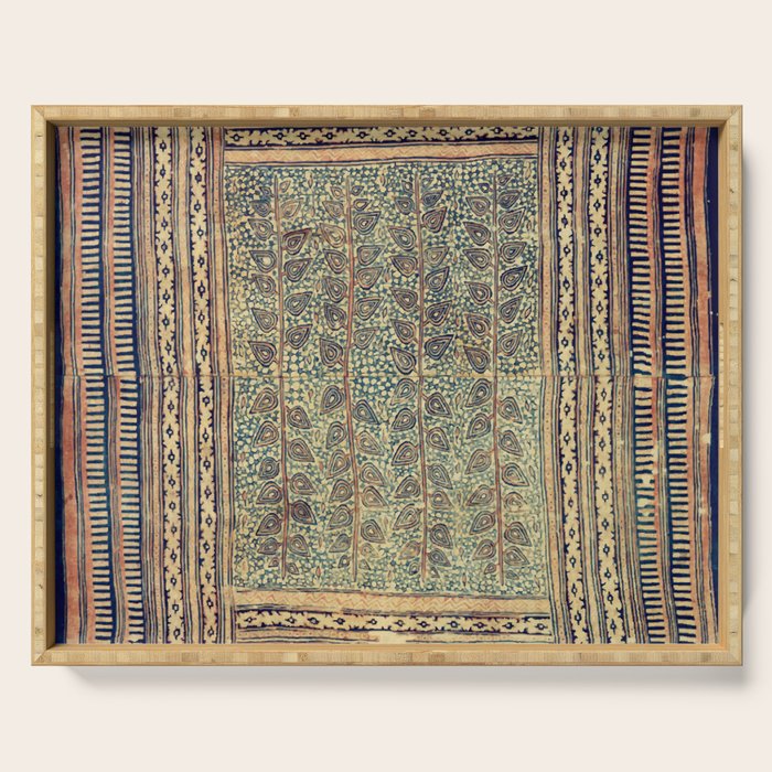 18th Century Indian Tree Textile Digital Art Painting  Serving Tray