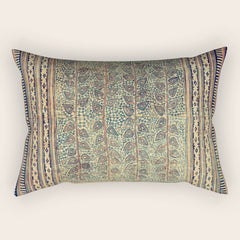 18th Century Indian Tree Textile Digital Art Painting  Rectangular Pillow