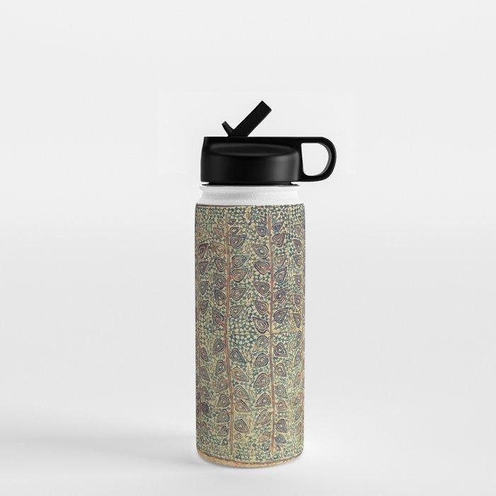 18th Century Indian Tree Textile Digital Art Painting  Water Bottle