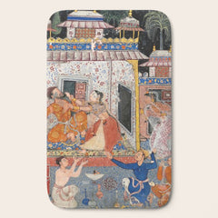 -India, Mughal, Reign of Akbar, 16th century - Page from Tales of a Parrot (Tuti-nama)- Eighth night- The deceitful wife a - 1962 Bath Mat