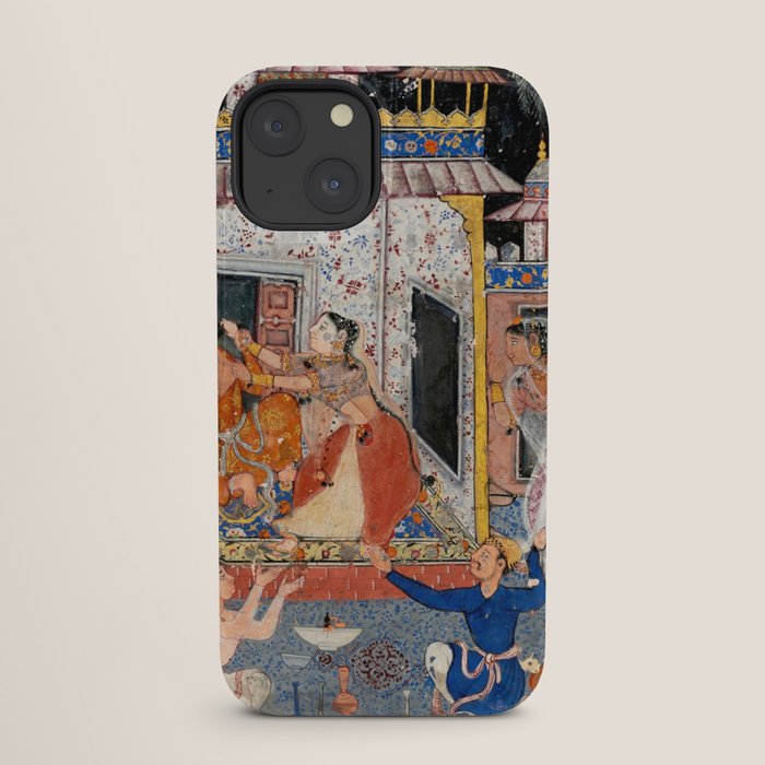 -India, Mughal, Reign of Akbar, 16th century - Page from Tales of a Parrot (Tuti-nama)- Eighth night- The deceitful wife a - 1962 iPhone Case