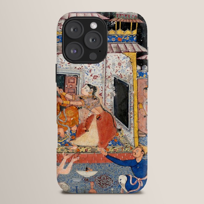 -India, Mughal, Reign of Akbar, 16th century - Page from Tales of a Parrot (Tuti-nama)- Eighth night- The deceitful wife a - 1962 iPhone Case