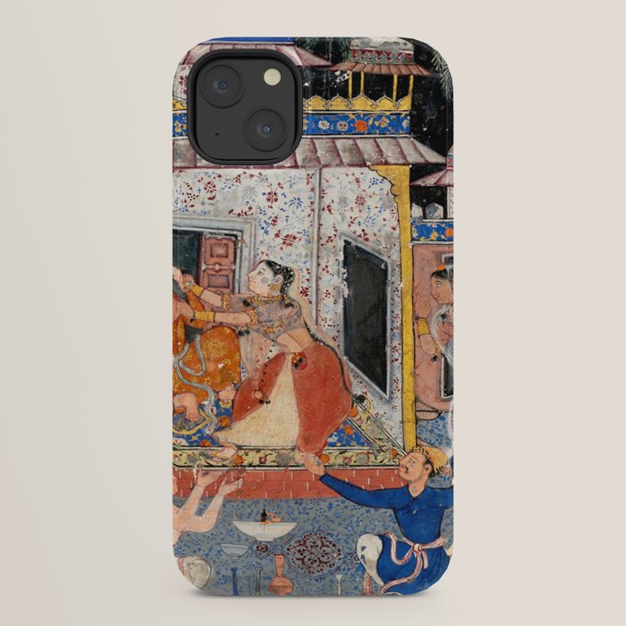 -India, Mughal, Reign of Akbar, 16th century - Page from Tales of a Parrot (Tuti-nama)- Eighth night- The deceitful wife a - 1962 iPhone Case