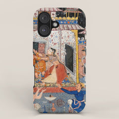 -India, Mughal, Reign of Akbar, 16th century - Page from Tales of a Parrot (Tuti-nama)- Eighth night- The deceitful wife a - 1962 iPhone Case