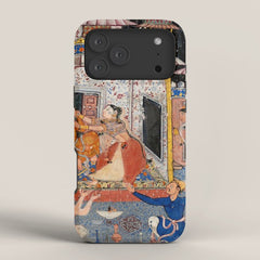 -India, Mughal, Reign of Akbar, 16th century - Page from Tales of a Parrot (Tuti-nama)- Eighth night- The deceitful wife a - 1962 iPhone Case