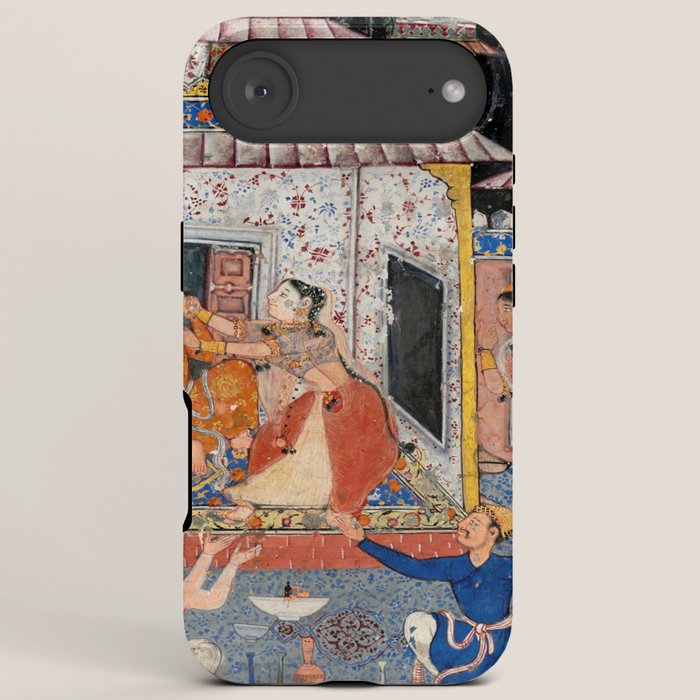 -India, Mughal, Reign of Akbar, 16th century - Page from Tales of a Parrot (Tuti-nama)- Eighth night- The deceitful wife a - 1962 iPhone Case