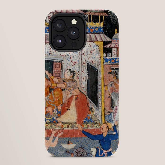 -India, Mughal, Reign of Akbar, 16th century - Page from Tales of a Parrot (Tuti-nama)- Eighth night- The deceitful wife a - 1962 iPhone Case