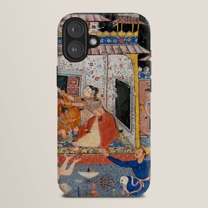 -India, Mughal, Reign of Akbar, 16th century - Page from Tales of a Parrot (Tuti-nama)- Eighth night- The deceitful wife a - 1962 iPhone Case