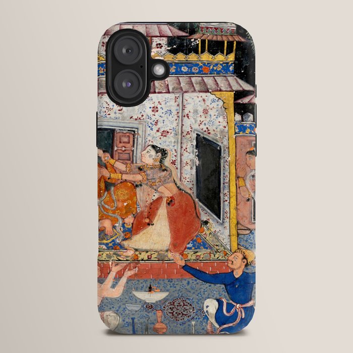 -India, Mughal, Reign of Akbar, 16th century - Page from Tales of a Parrot (Tuti-nama)- Eighth night- The deceitful wife a - 1962 iPhone Case
