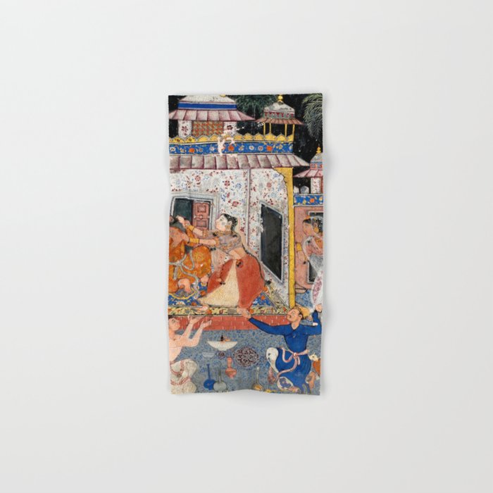 -India, Mughal, Reign of Akbar, 16th century - Page from Tales of a Parrot (Tuti-nama)- Eighth night- The deceitful wife a - 1962 Bath Towel