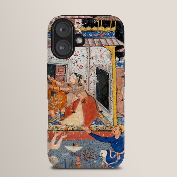 -India, Mughal, Reign of Akbar, 16th century - Page from Tales of a Parrot (Tuti-nama)- Eighth night- The deceitful wife a - 1962 iPhone Case