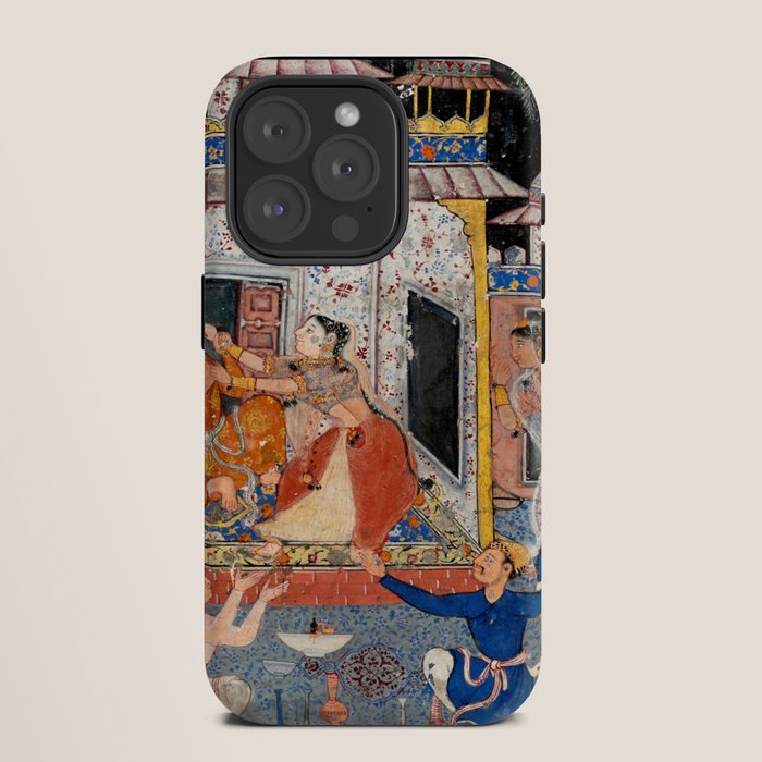 -India, Mughal, Reign of Akbar, 16th century - Page from Tales of a Parrot (Tuti-nama)- Eighth night- The deceitful wife a - 1962 iPhone Case