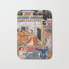 -India, Mughal, Reign of Akbar, 16th century - Page from Tales of a Parrot (Tuti-nama)- Eighth night- The deceitful wife a - 1962 Bath Mat