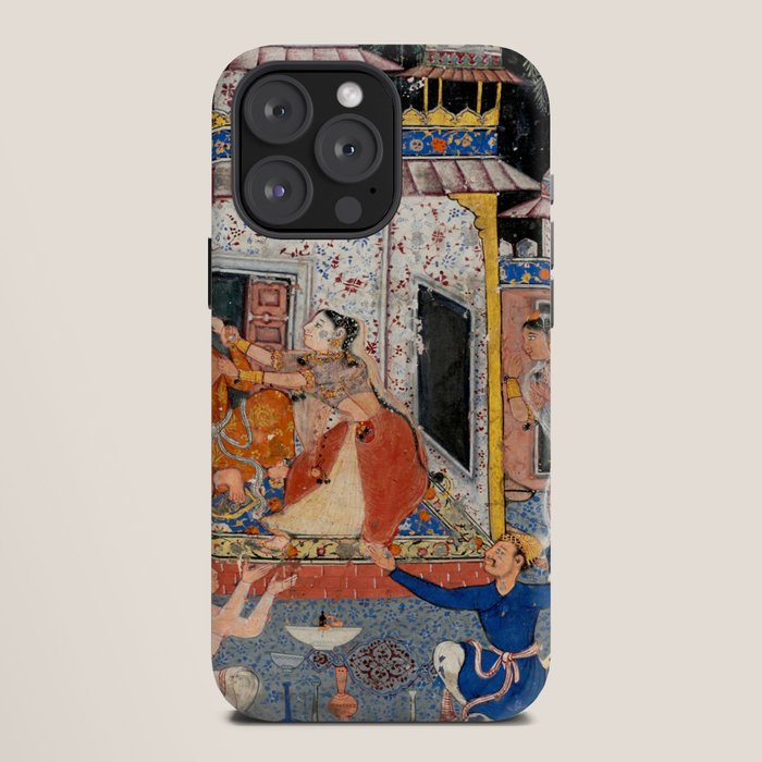 -India, Mughal, Reign of Akbar, 16th century - Page from Tales of a Parrot (Tuti-nama)- Eighth night- The deceitful wife a - 1962 iPhone Case