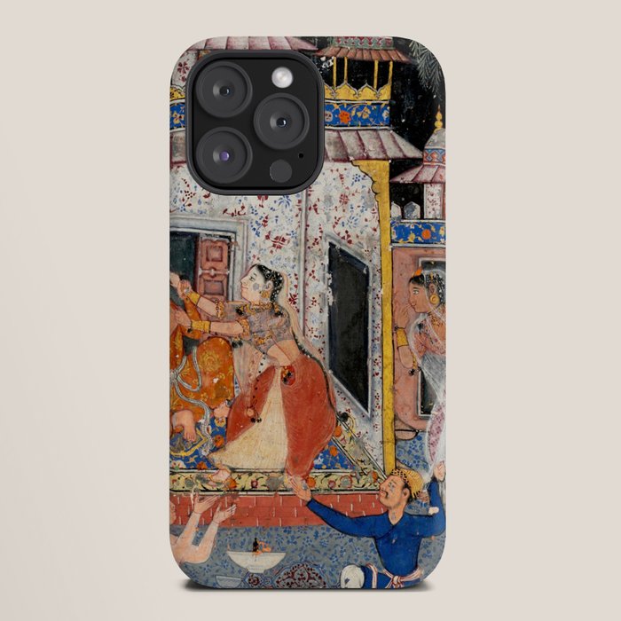 -India, Mughal, Reign of Akbar, 16th century - Page from Tales of a Parrot (Tuti-nama)- Eighth night- The deceitful wife a - 1962 iPhone Case