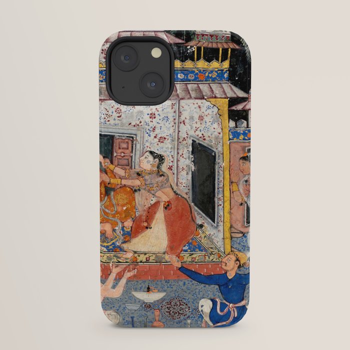 -India, Mughal, Reign of Akbar, 16th century - Page from Tales of a Parrot (Tuti-nama)- Eighth night- The deceitful wife a - 1962 iPhone Case