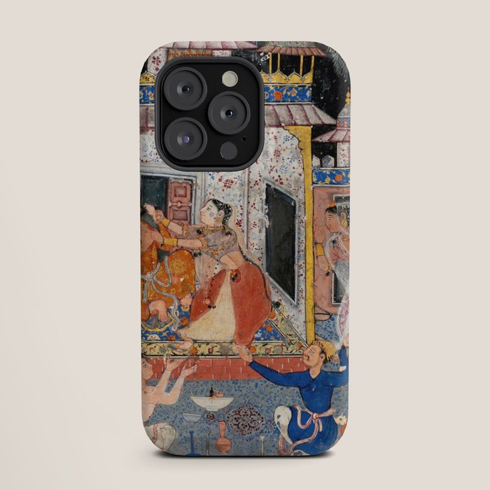 -India, Mughal, Reign of Akbar, 16th century - Page from Tales of a Parrot (Tuti-nama)- Eighth night- The deceitful wife a - 1962 iPhone Case