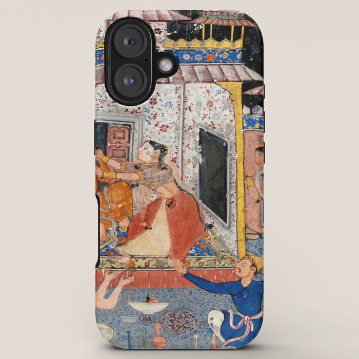 -India, Mughal, Reign of Akbar, 16th century - Page from Tales of a Parrot (Tuti-nama)- Eighth night- The deceitful wife a - 1962 iPhone Case