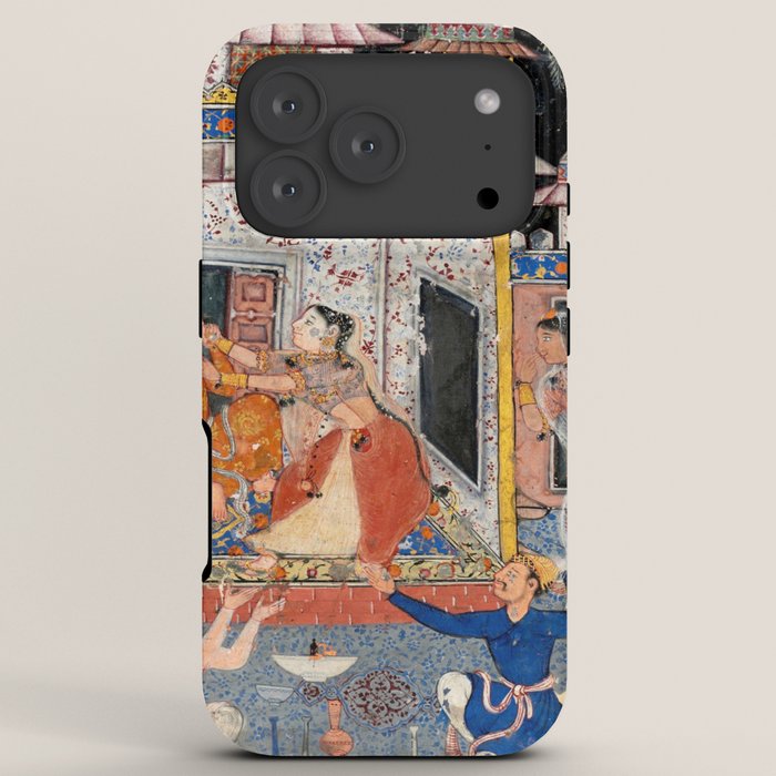 -India, Mughal, Reign of Akbar, 16th century - Page from Tales of a Parrot (Tuti-nama)- Eighth night- The deceitful wife a - 1962 iPhone Case
