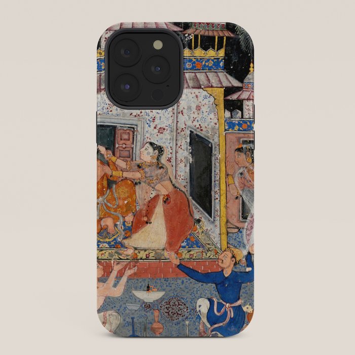 -India, Mughal, Reign of Akbar, 16th century - Page from Tales of a Parrot (Tuti-nama)- Eighth night- The deceitful wife a - 1962 iPhone Case