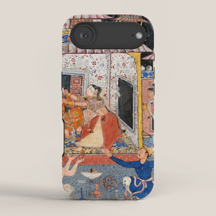 -India, Mughal, Reign of Akbar, 16th century - Page from Tales of a Parrot (Tuti-nama)- Eighth night- The deceitful wife a - 1962 iPhone Case