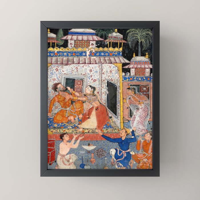 -India, Mughal, Reign of Akbar, 16th century - Page from Tales of a Parrot (Tuti-nama)- Eighth night- The deceitful wife a - 1962 Mini Art Print