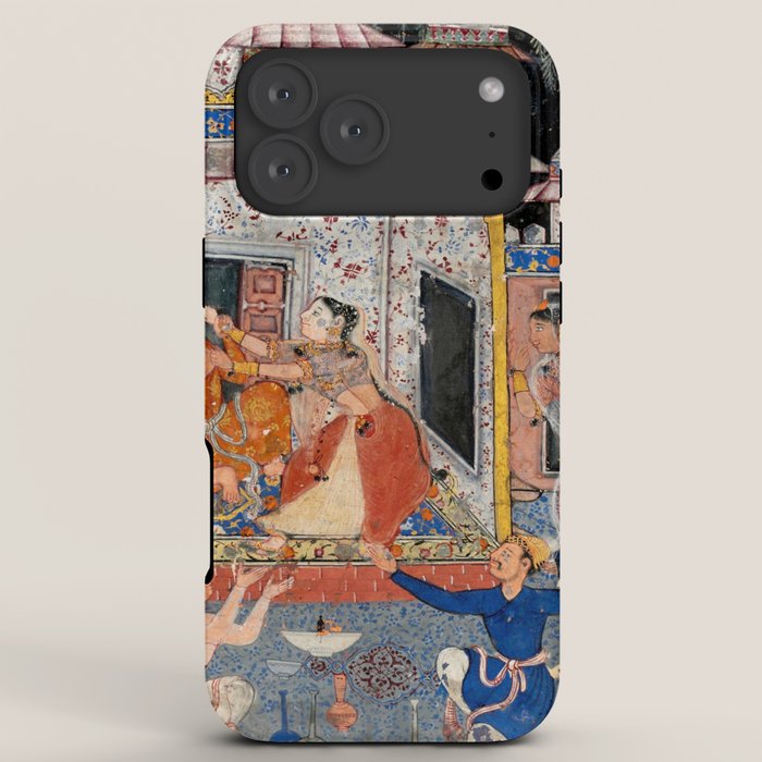 -India, Mughal, Reign of Akbar, 16th century - Page from Tales of a Parrot (Tuti-nama)- Eighth night- The deceitful wife a - 1962 iPhone Case
