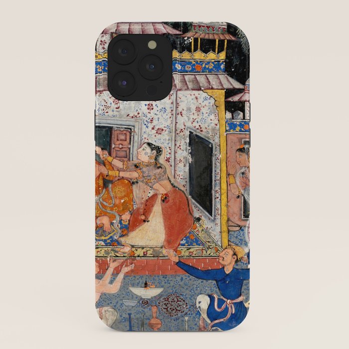 -India, Mughal, Reign of Akbar, 16th century - Page from Tales of a Parrot (Tuti-nama)- Eighth night- The deceitful wife a - 1962 iPhone Case