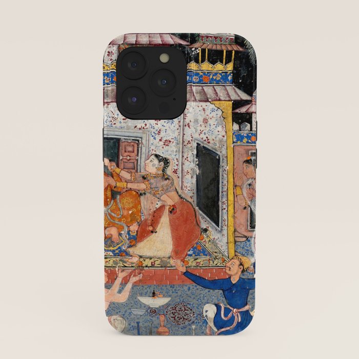 -India, Mughal, Reign of Akbar, 16th century - Page from Tales of a Parrot (Tuti-nama)- Eighth night- The deceitful wife a - 1962 iPhone Case