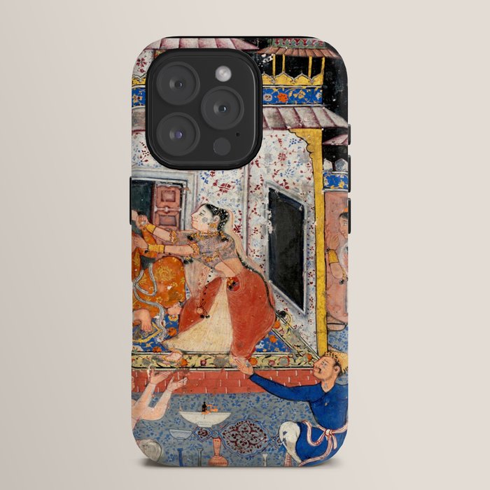 -India, Mughal, Reign of Akbar, 16th century - Page from Tales of a Parrot (Tuti-nama)- Eighth night- The deceitful wife a - 1962 iPhone Case