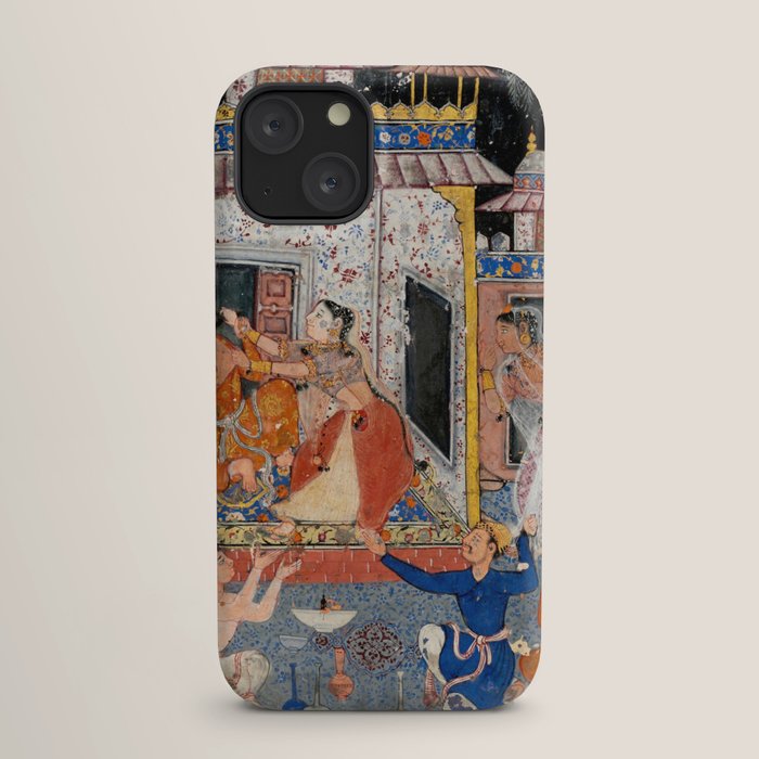 -India, Mughal, Reign of Akbar, 16th century - Page from Tales of a Parrot (Tuti-nama)- Eighth night- The deceitful wife a - 1962 iPhone Case